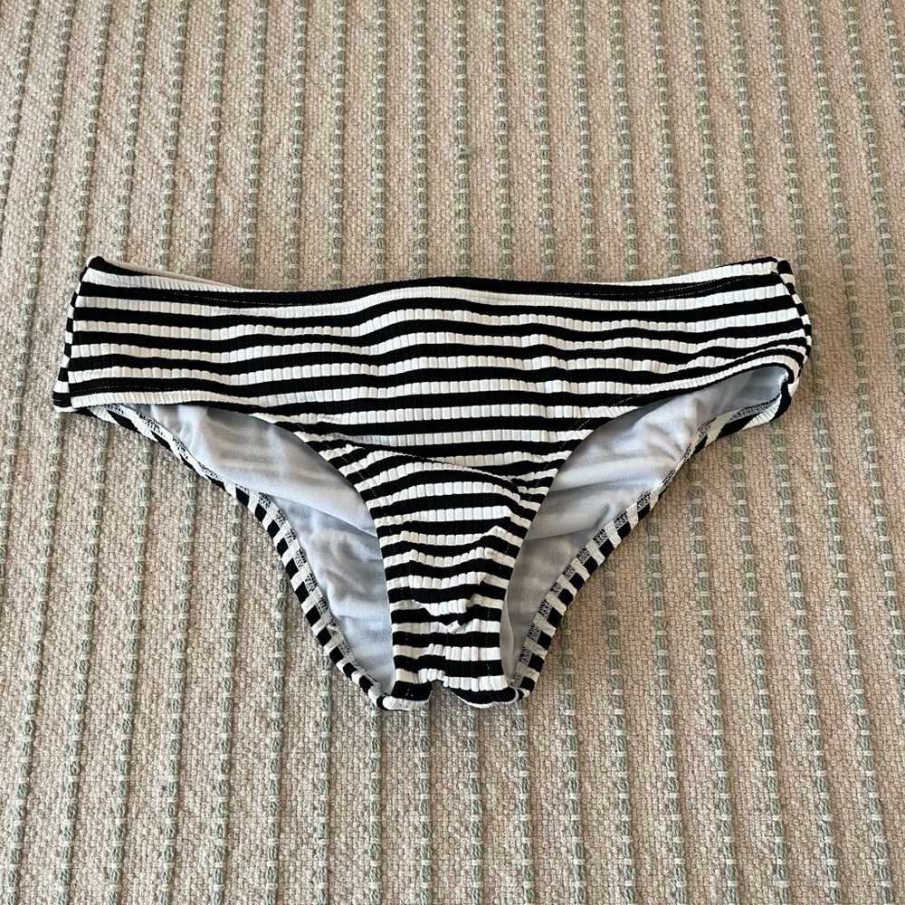 Xhilaration - Black and White Striped Bikini Bottom - Size: Medium